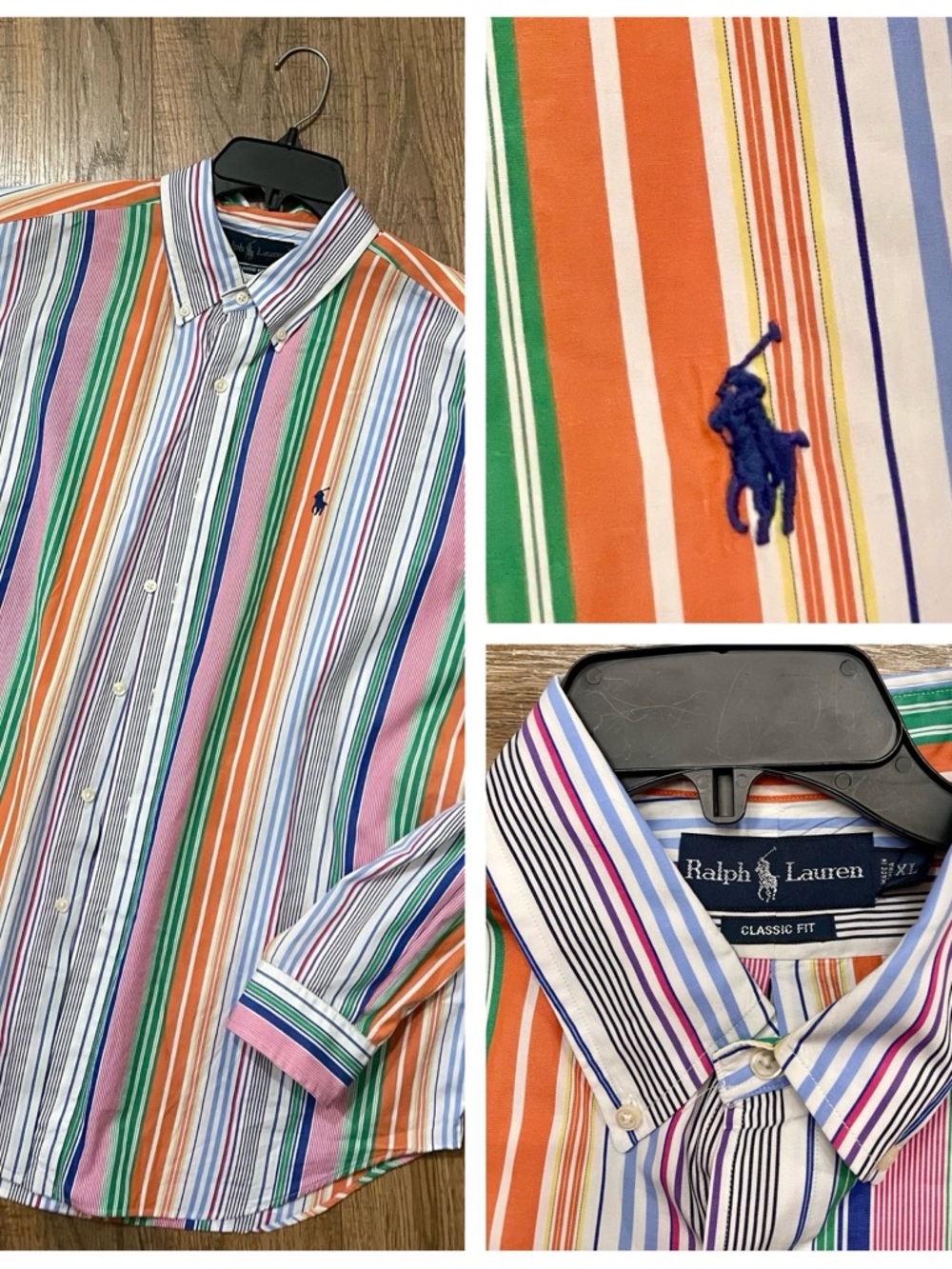Ralph Lauren Classic Fit 100% Cotton Multicolor Stripe Button-Down Shirt Sz XL
